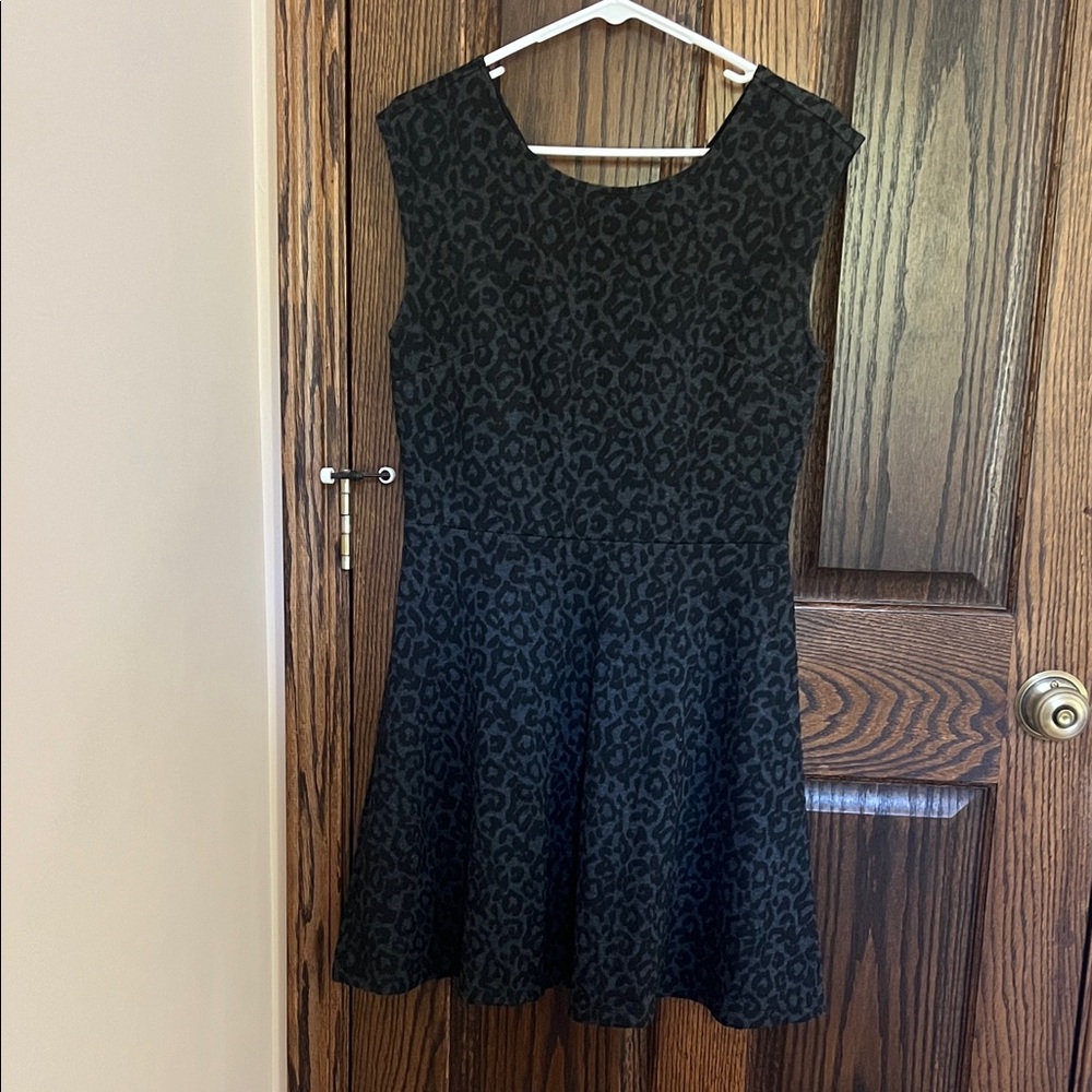 LOFT Black Leopard Print Mini Dress